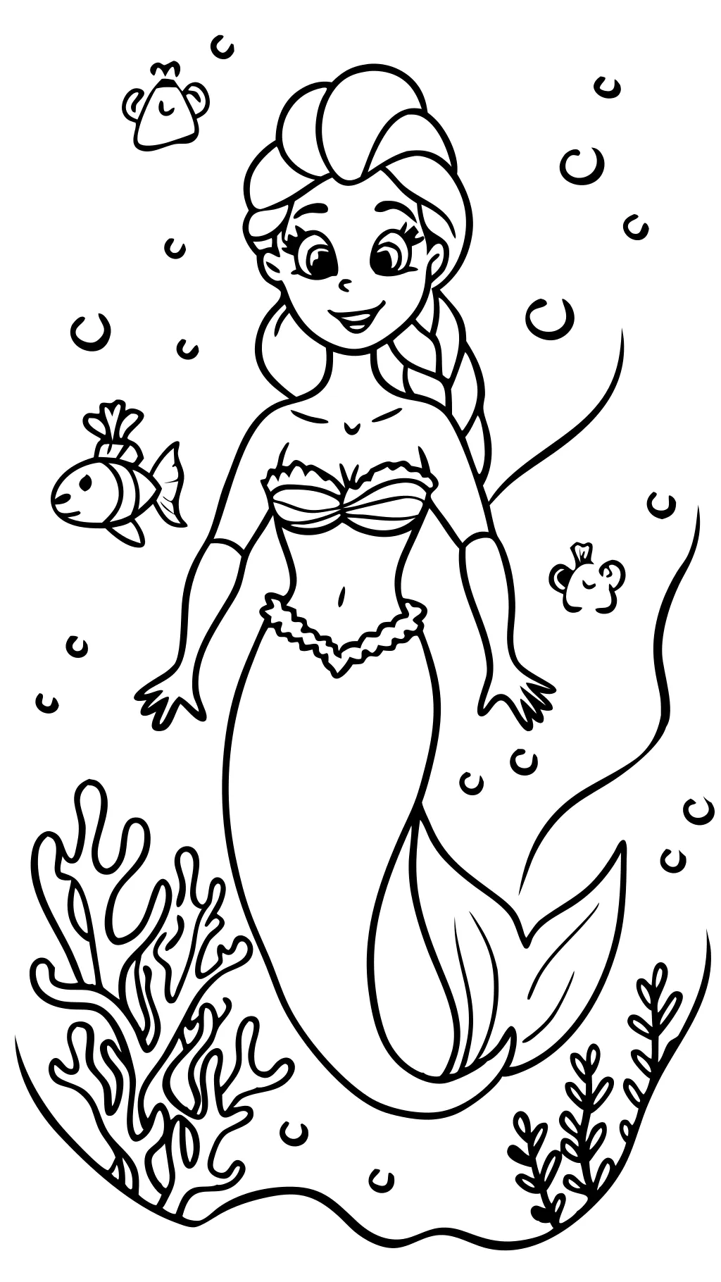 coloriage elsa sirène